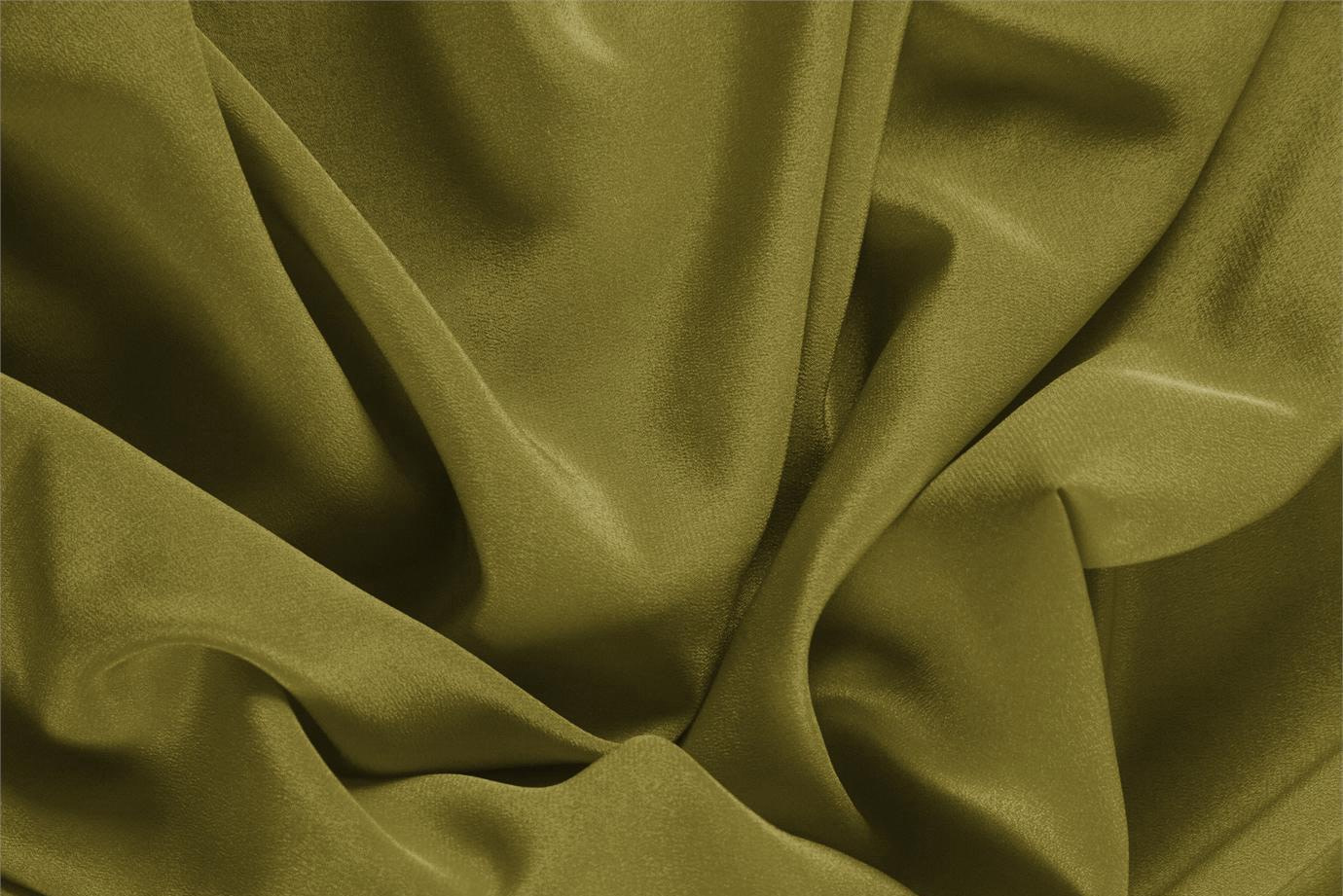 Tessuto Crêpe de Chine Verde Foglia in Seta per Abbigliamento UN000388