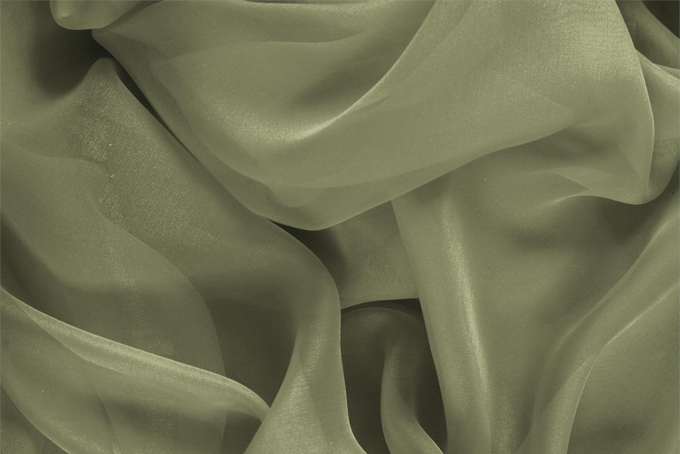Tissu Couture Chiffon Vert olive en Soie UN000549