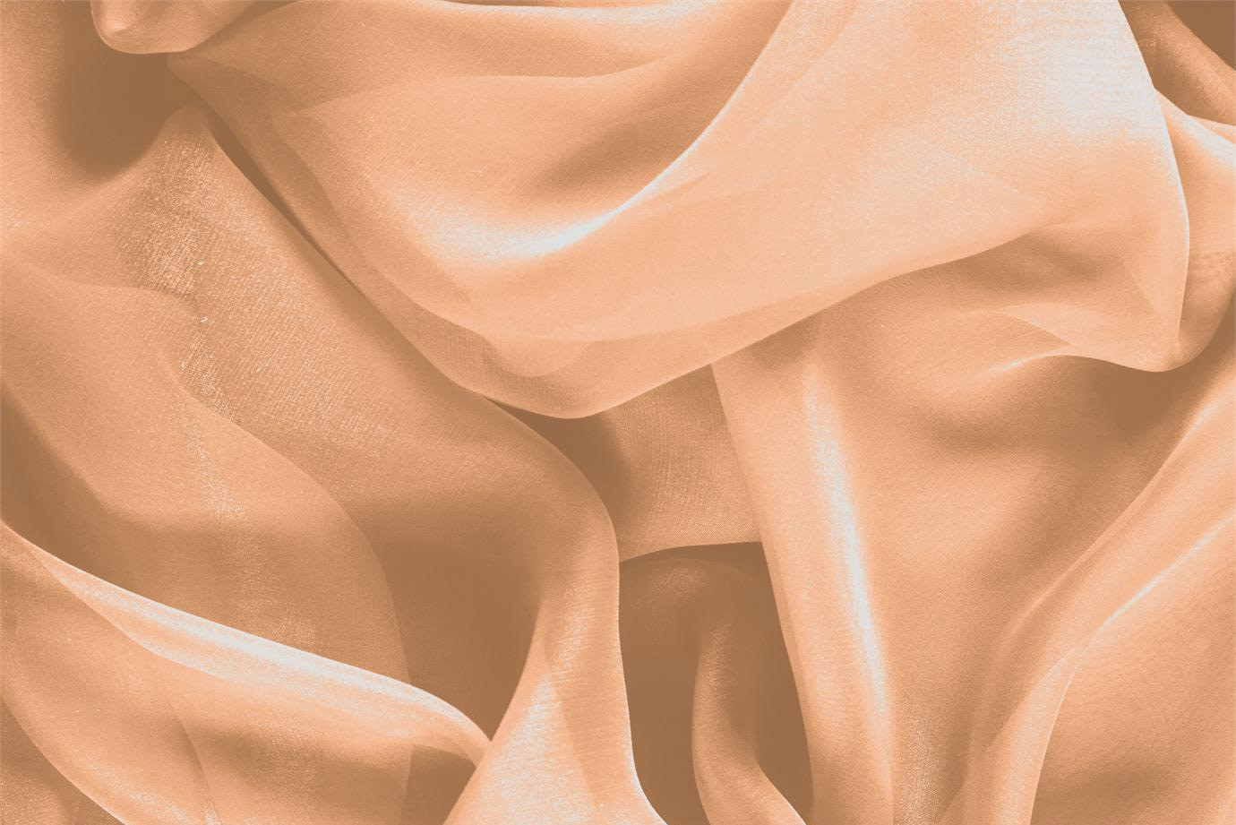 Tissu Chiffon Orange abricot en Soie pour vêtements