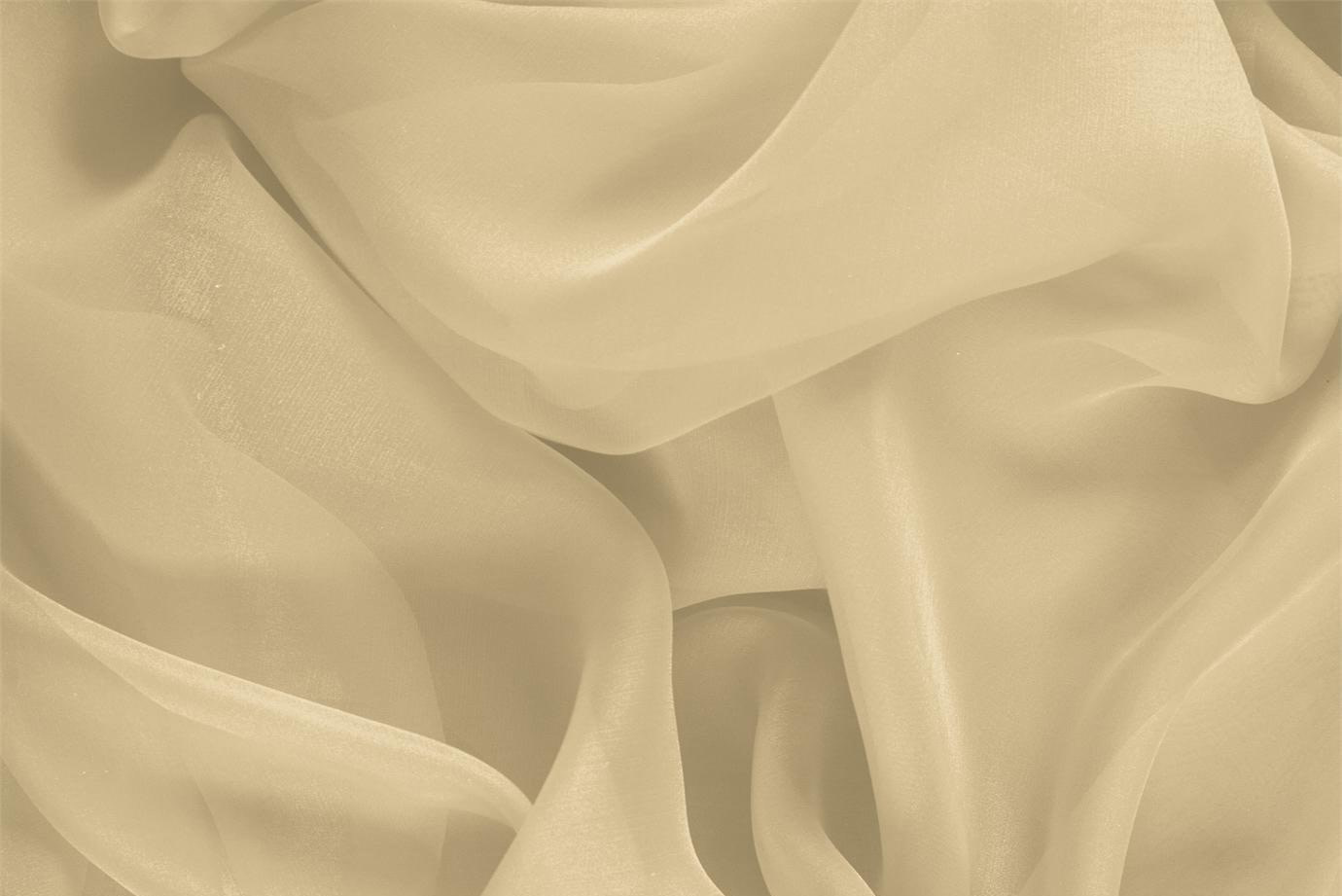Tissu Couture Chiffon Beige amande en Soie UN000495
