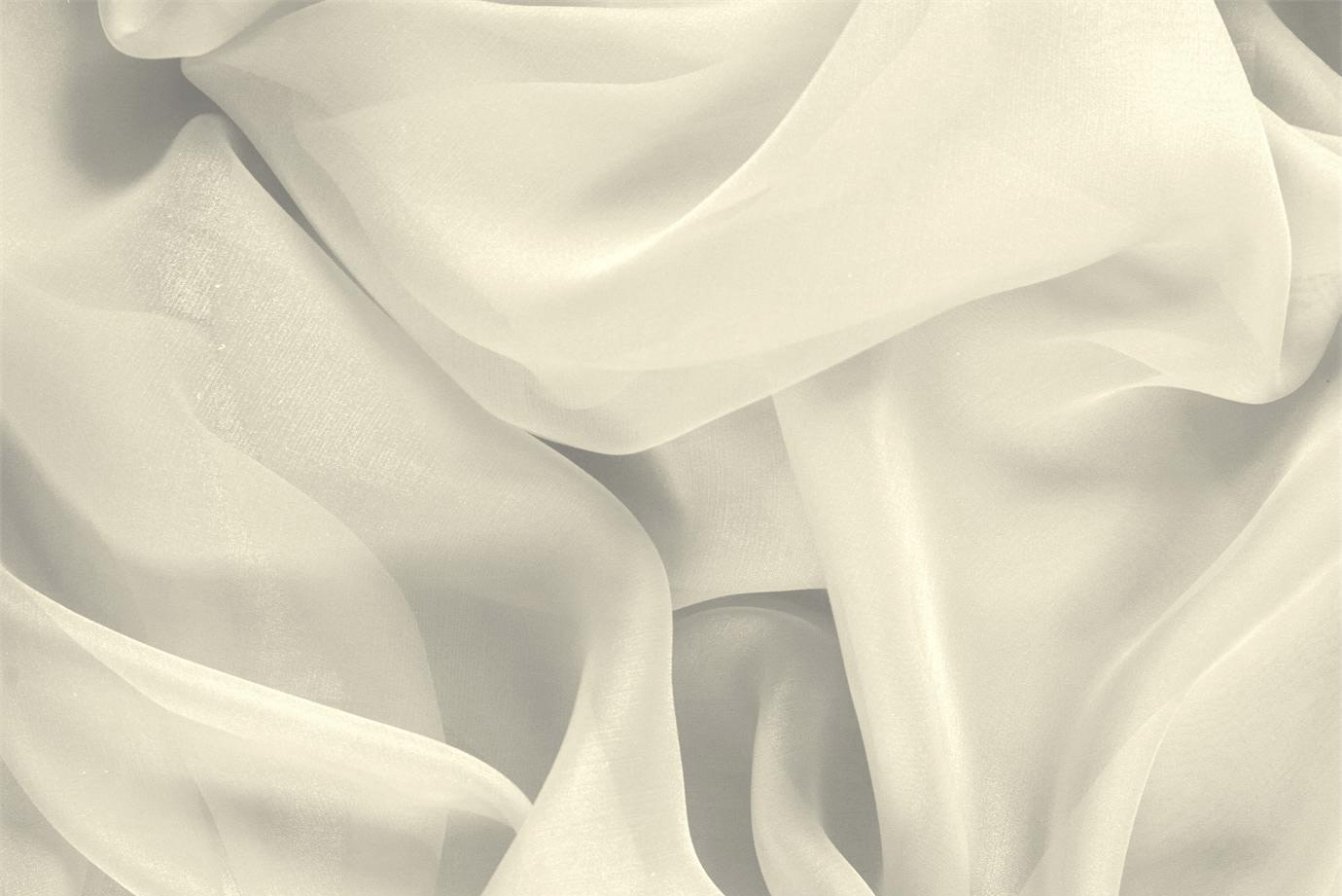 Tissu Couture Chiffon Blanc lait en Soie UN000494
