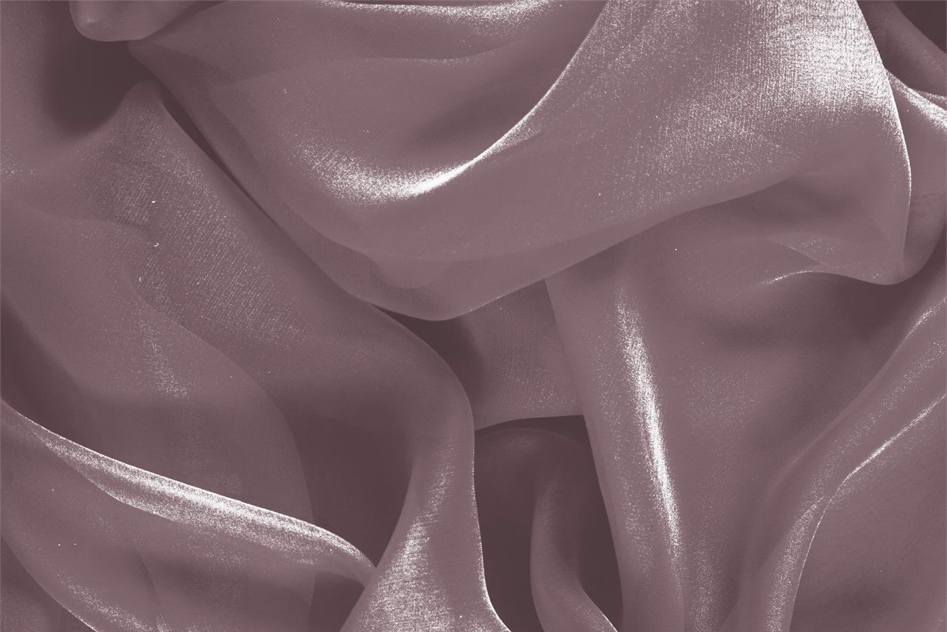 Tessuto Chiffon Rosa Rosato in Seta per Abbigliamento UN000506