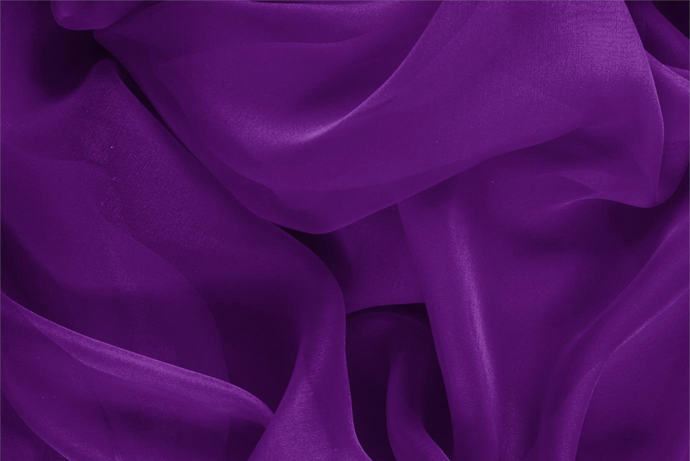 Tessuto Chiffon Viola Mirtillo in Seta per Abbigliamento UN000527