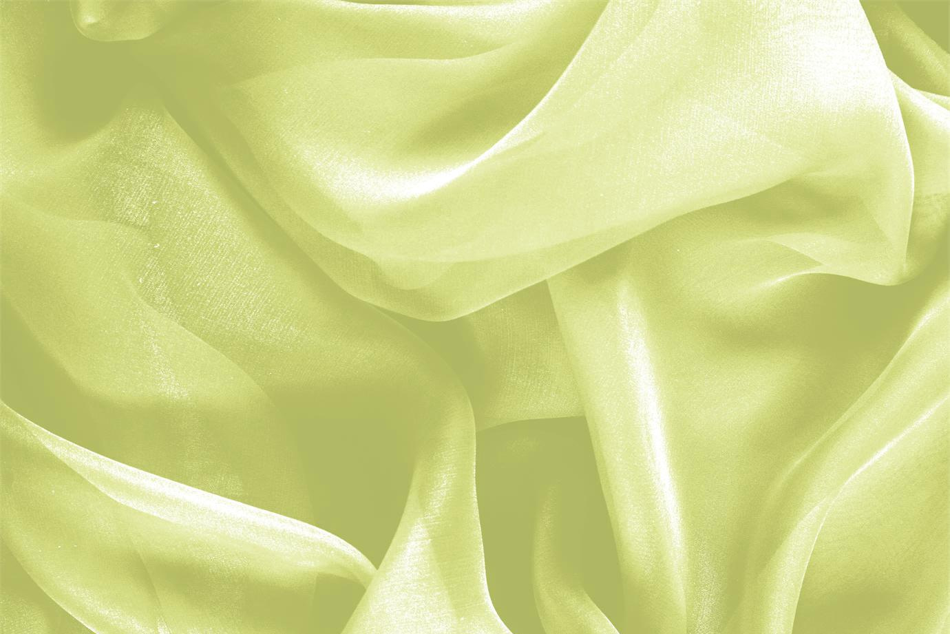 Tissu Chiffon Vert citron en Soie pour vêtements