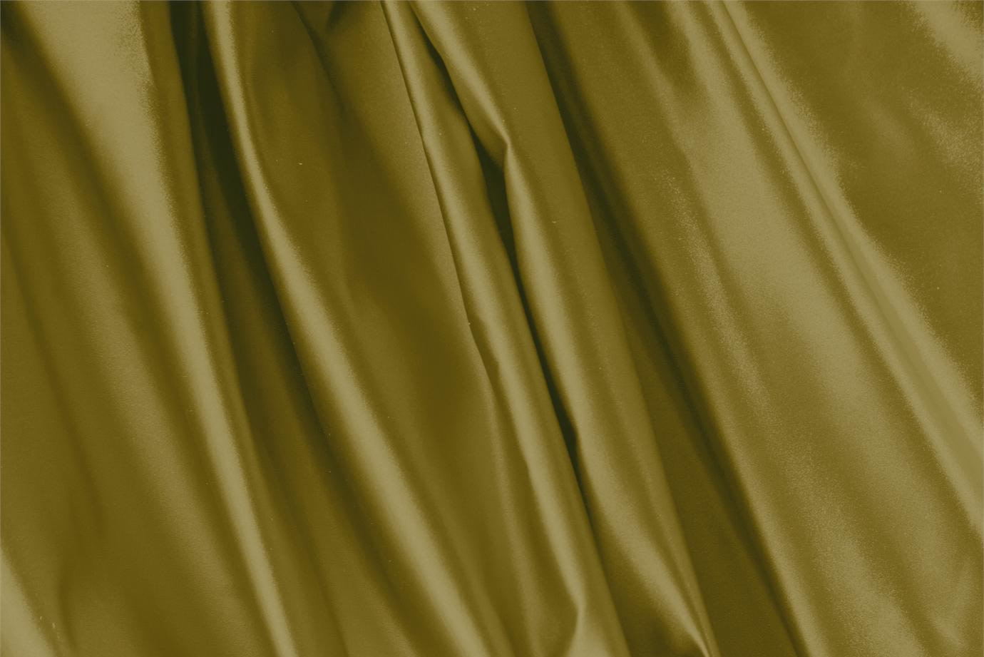 Tessuto Duchesse Verde Olio in Seta per Abbigliamento UN000088