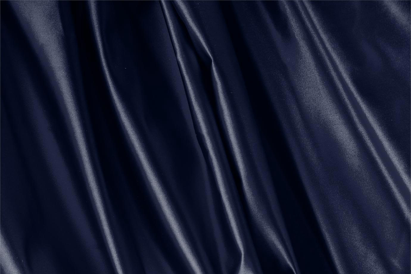 Tessuto Duchesse Blu Navy in Seta per Abbigliamento UN000075