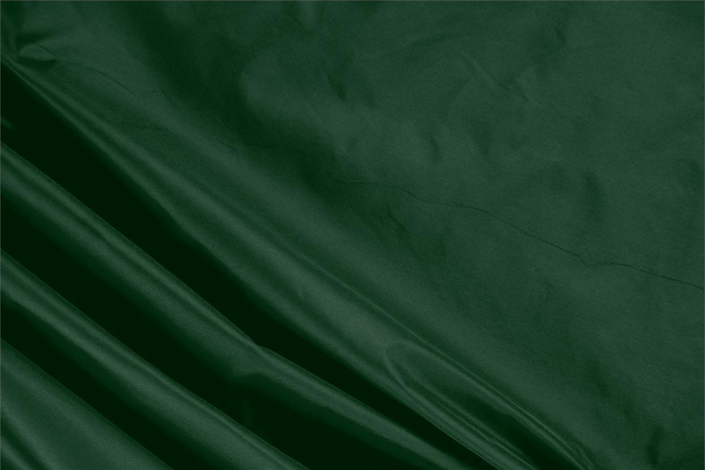 Tessuto Taffetà Verde Bosco in Seta per Abbigliamento UN000271