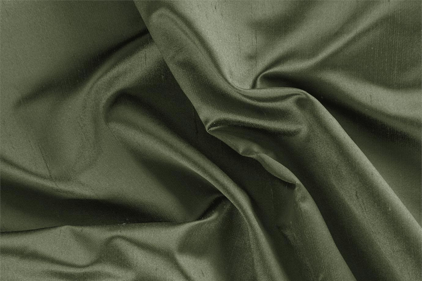 Tissu Couture Satin Shantung Vert olive en Soie UN000800