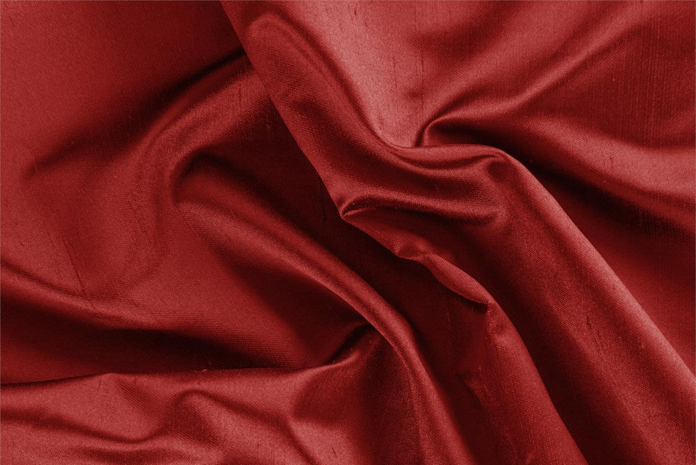 Tissu Couture Satin Shantung Rouge vermillon en Soie UN000785