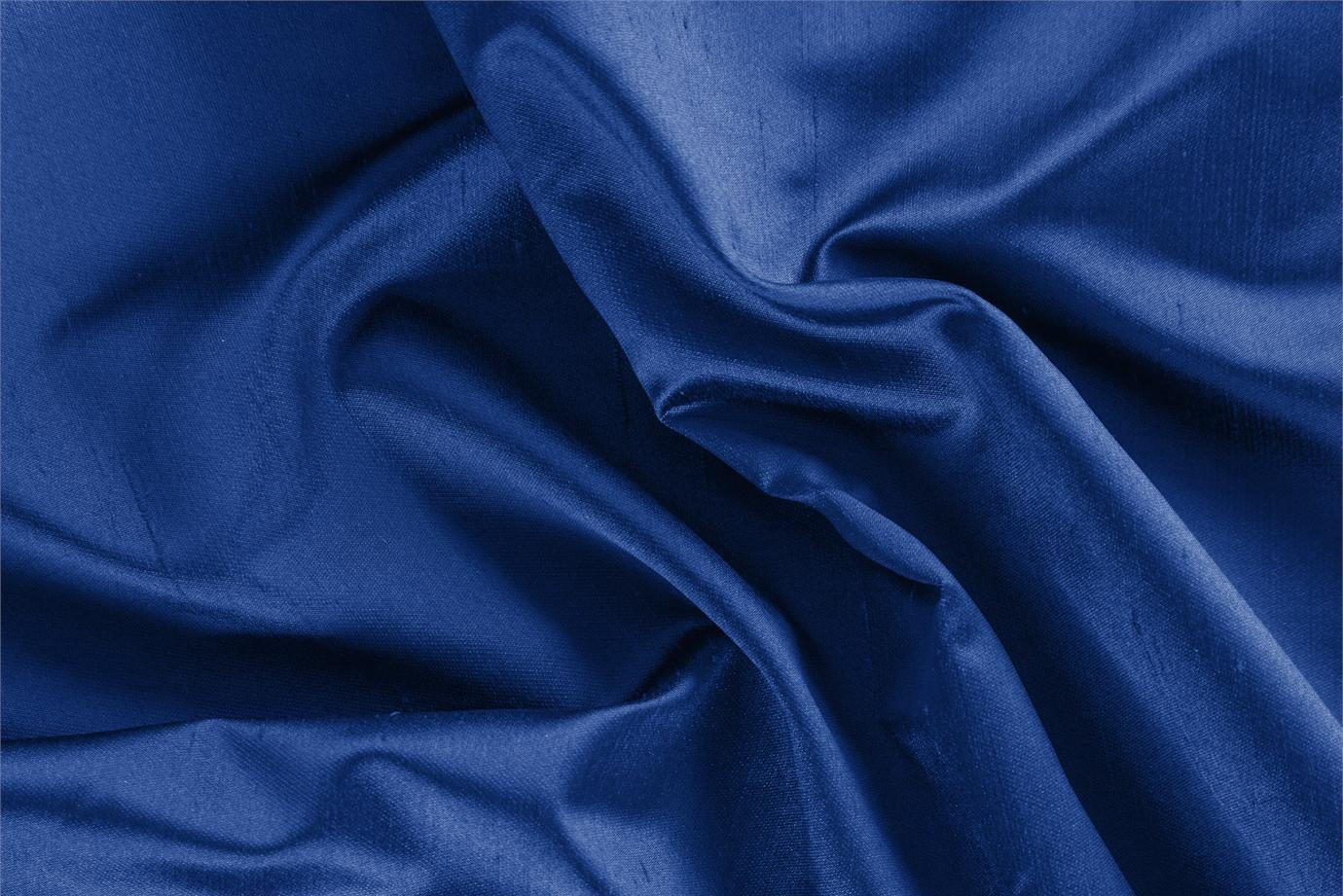 Tissu Couture Satin Shantung Bleu royal en Soie UN000791