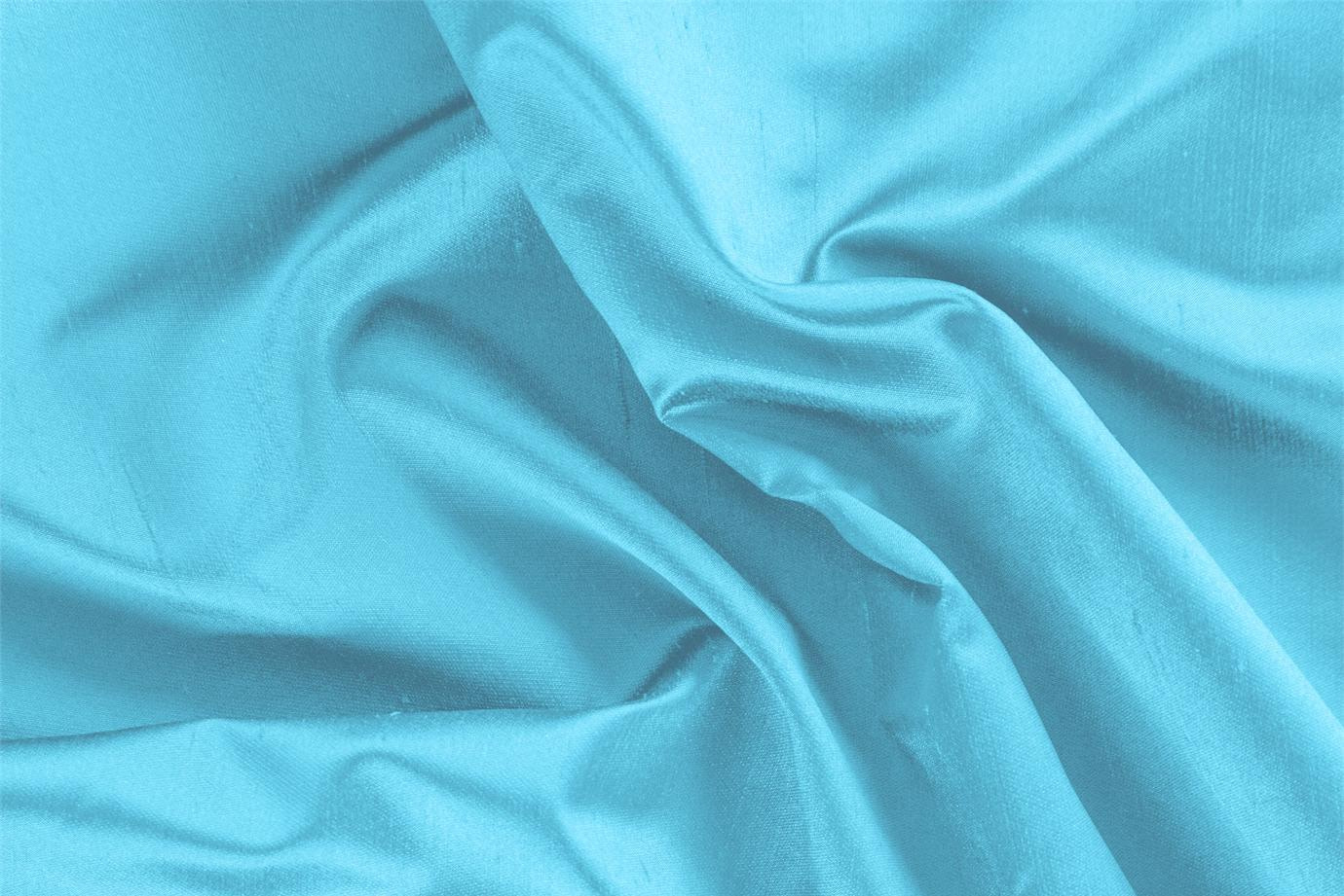 Tessuto Raso Shantung Blu Antille in Seta per Abbigliamento UN000794