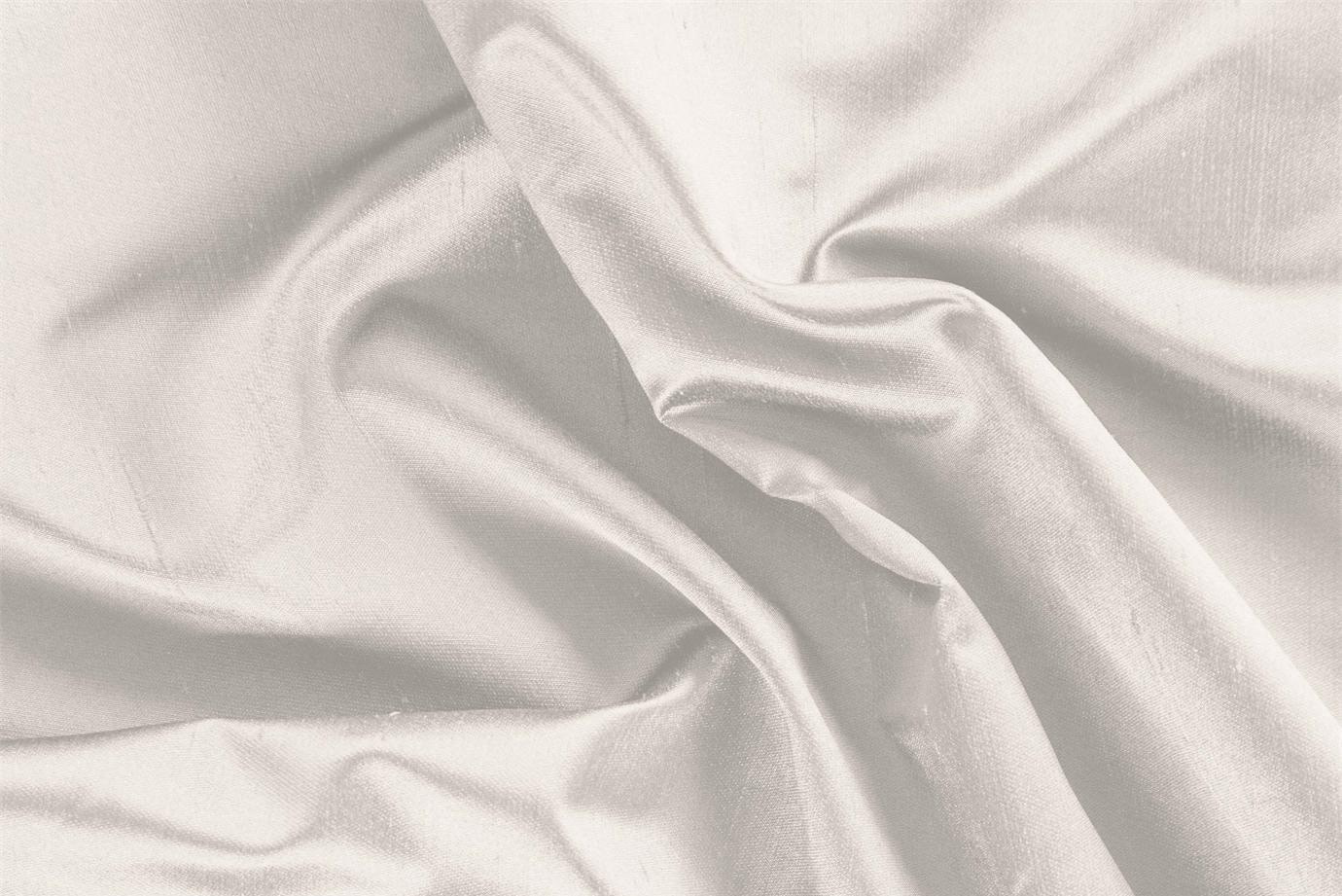 Tessuto Raso Shantung Bianco Latte in Seta per Abbigliamento UN000775