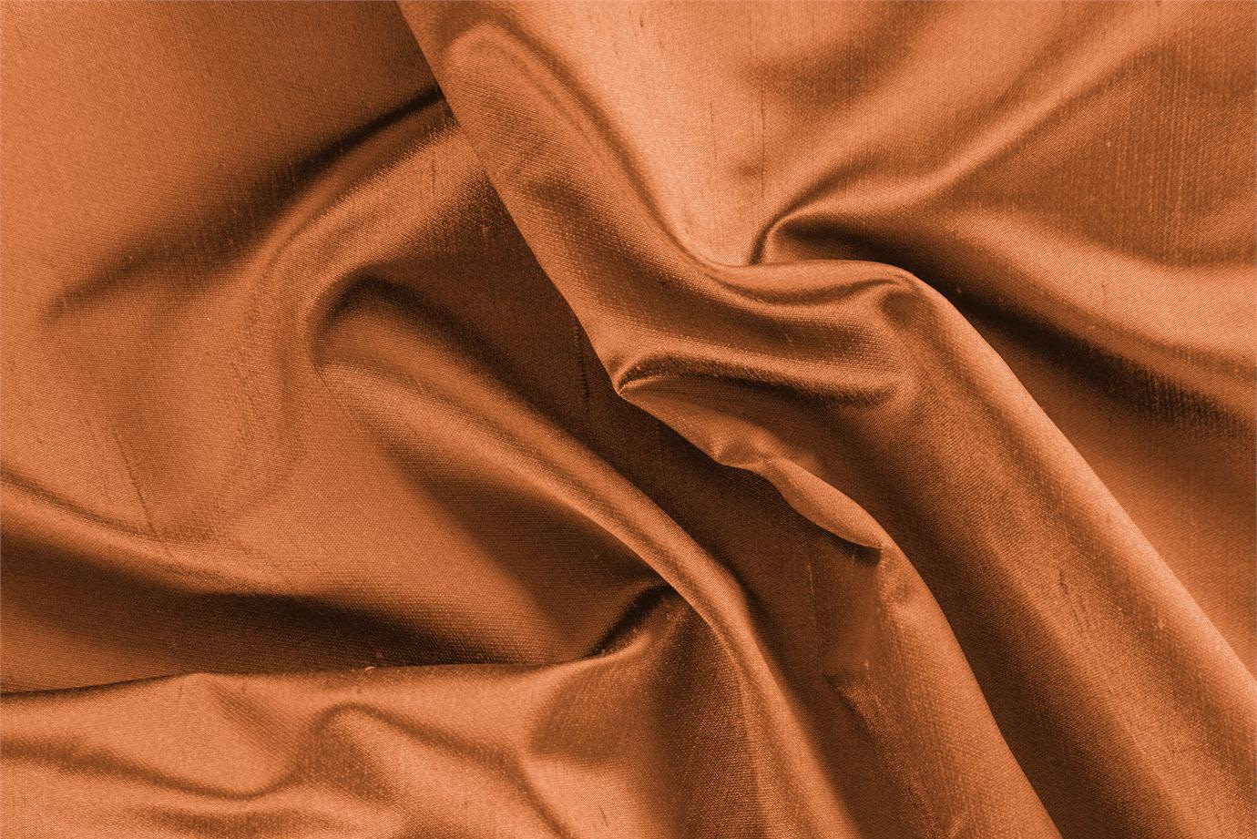 Tissu Couture Satin Shantung Orange abricot en Soie UN000781