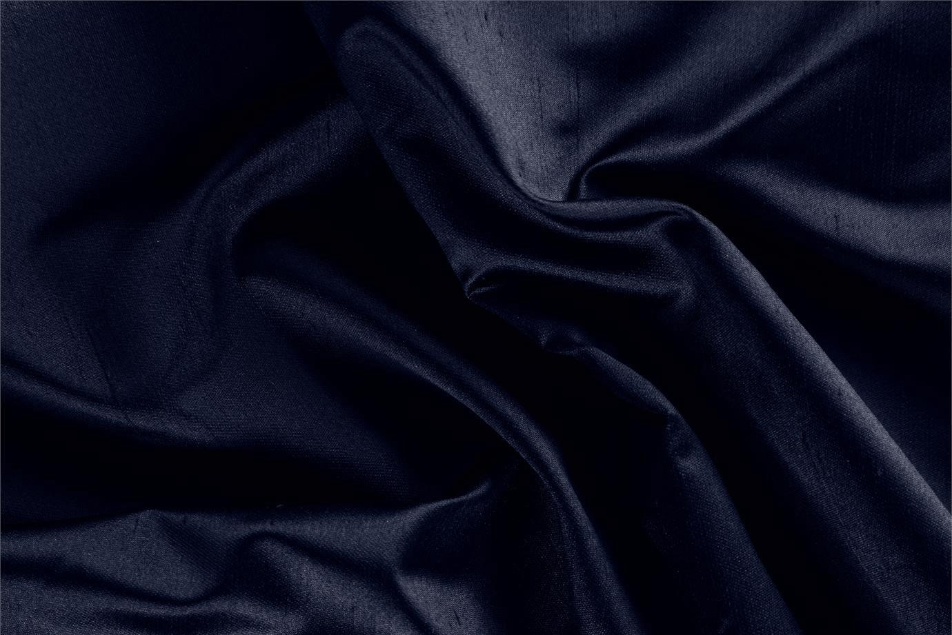 Tissu Couture Satin Shantung Bleu nuit en Soie UN000819