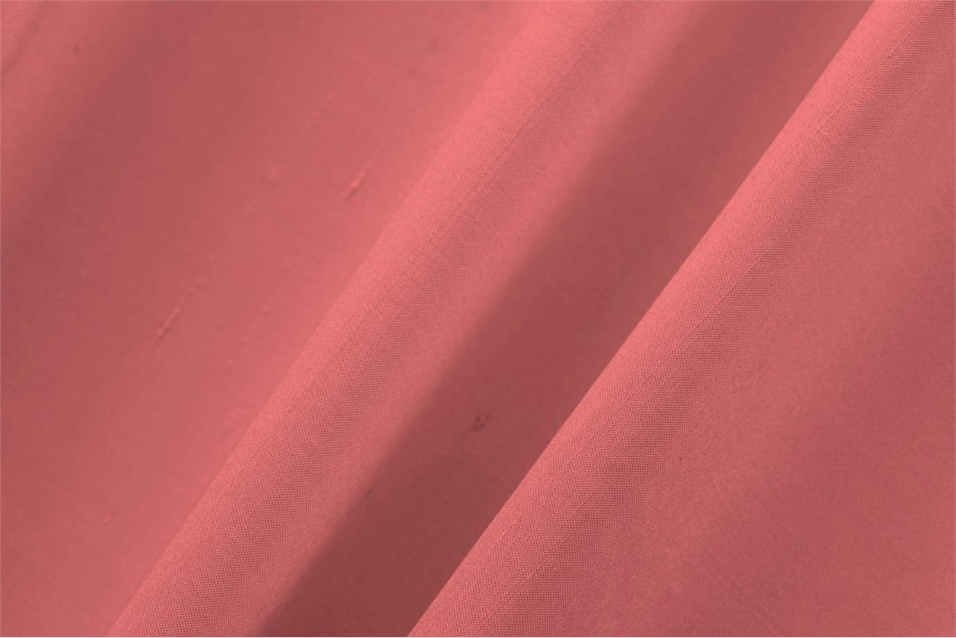 Tessuto Double Shantung Fucsia Geranio in Cotone, Seta per Abbigliamento UN001032