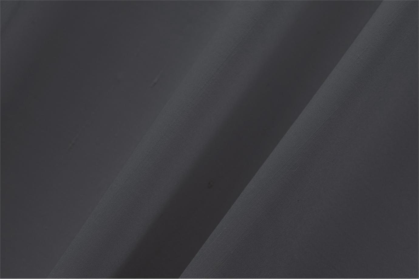 Tessuto Double Shantung Grigio Lava in Cotone, Seta per Abbigliamento UN001056