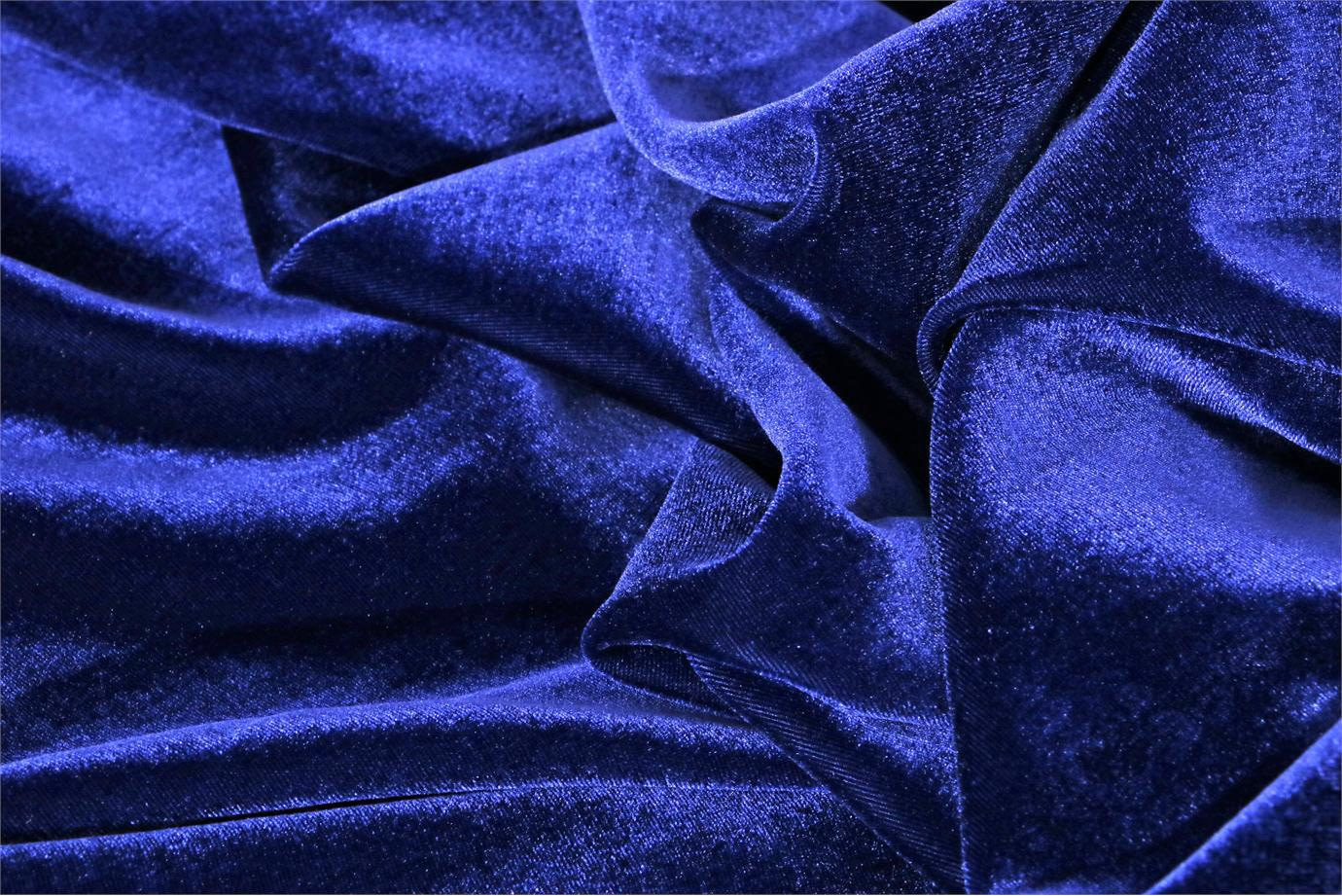 Blue Silk and Viscose Velvet Fabric for Dressmaking - new tess