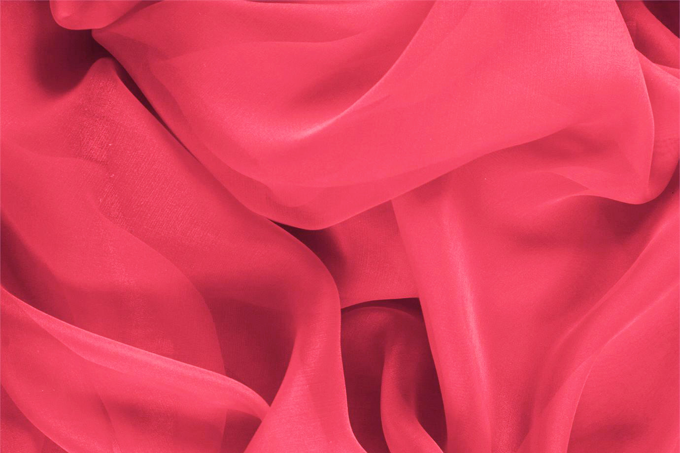 Tessuto Chiffon Primula Geranio per Abbigliamento