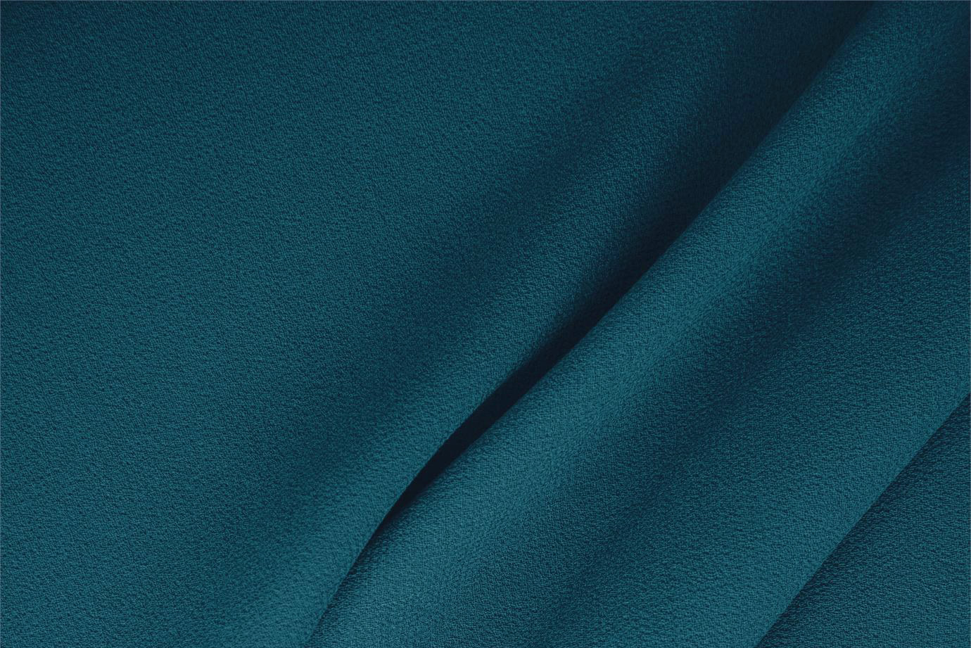 Peacock blue double-faced wool crepe fabric | new tess