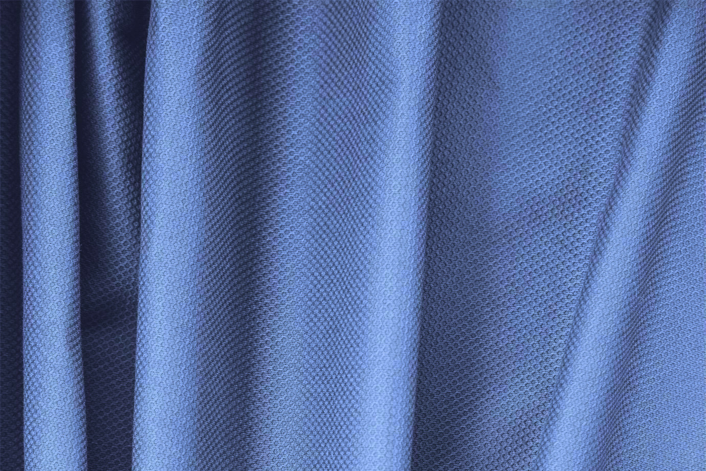 Light blue lightweight stretch cotton piqué fabric for dressmaking