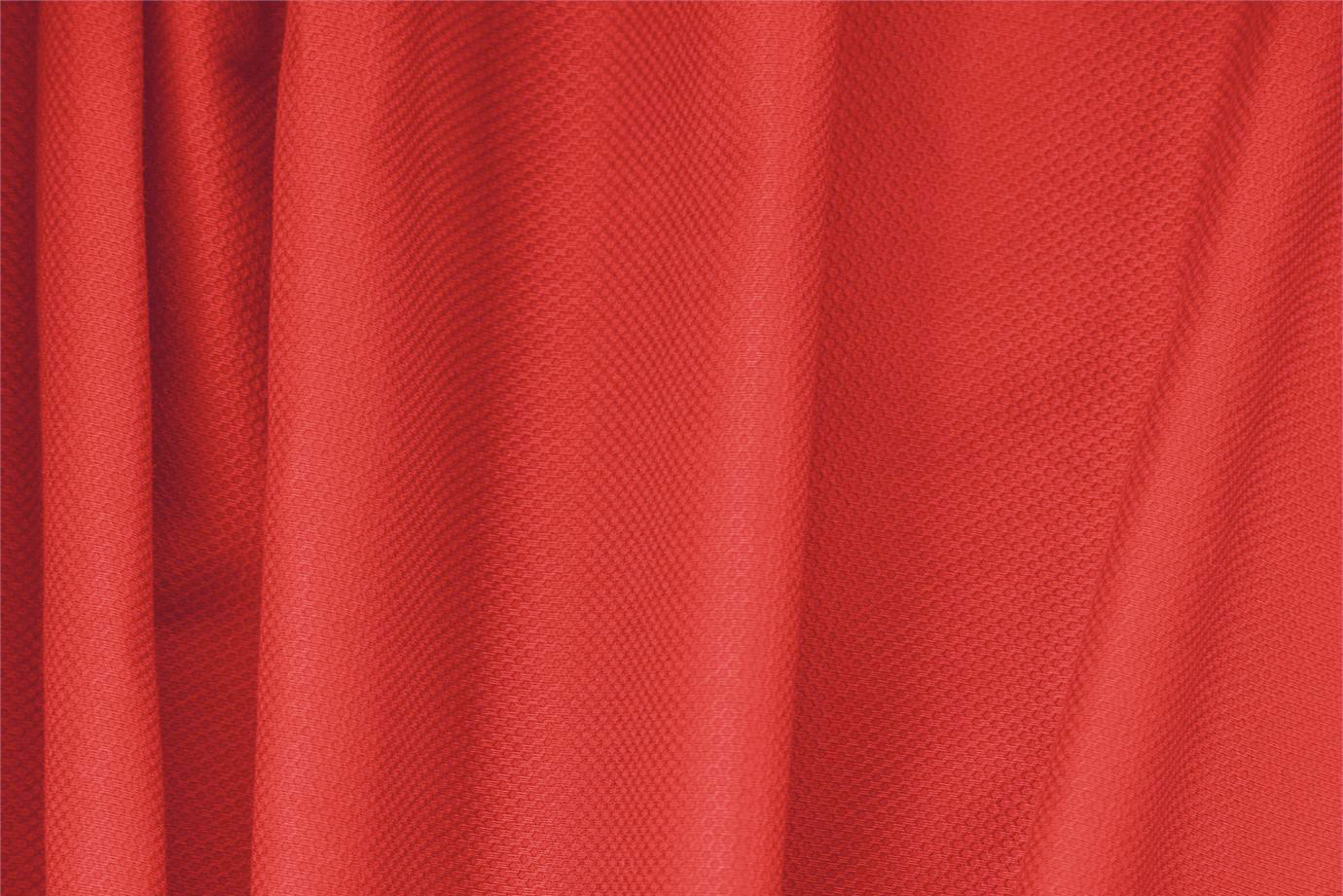 Coral orange stretch cotton piqué fabric for dressmaking - new tess