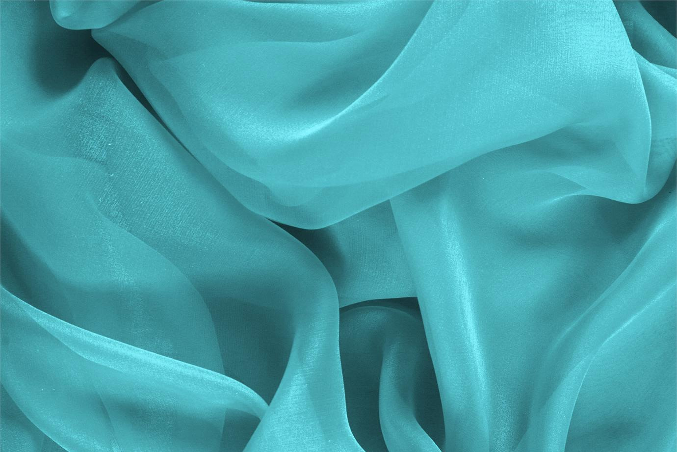 Wave Blue Silk Chiffon Apparel Fabric