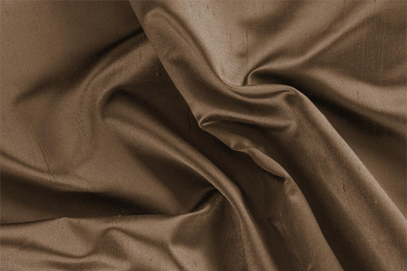 Tissu Couture Satin Shantung Marron bronze en Soie