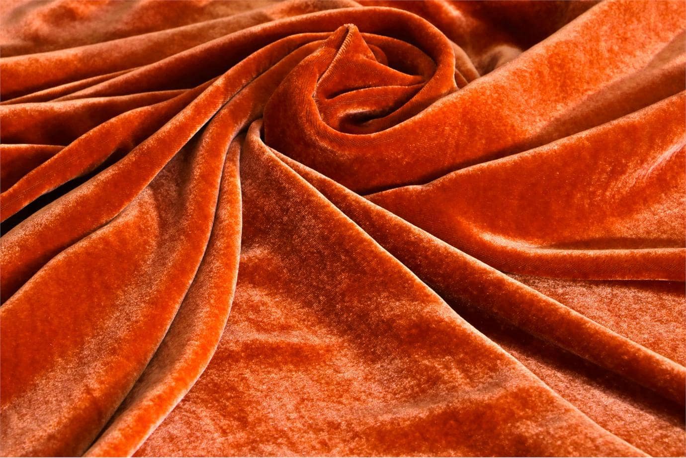 Orange Silk and Viscose Velvet Fabric - 010