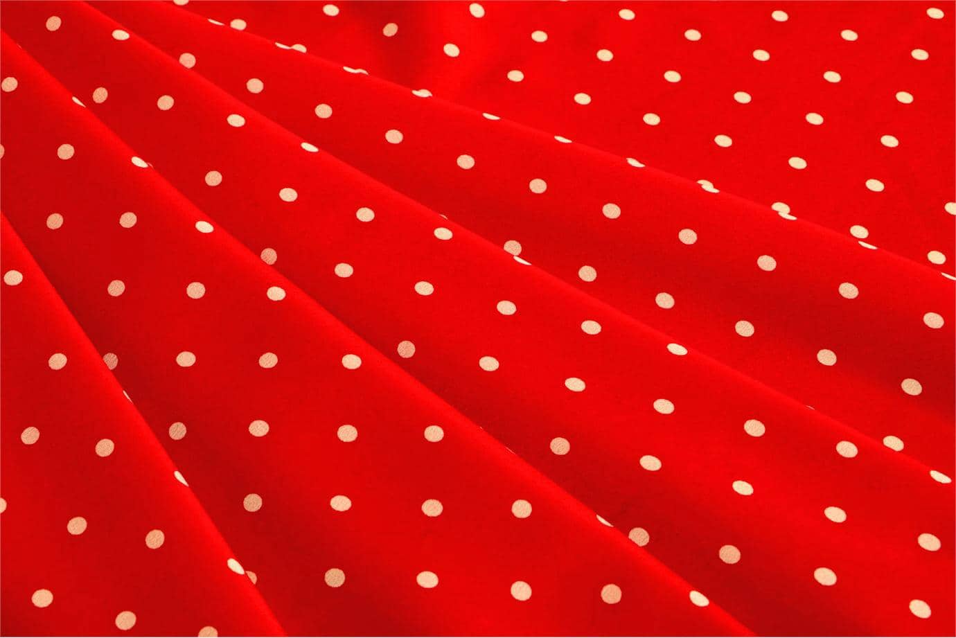Red, White Silk Polka Dot Fabric - Crepe Se Omnibus Micro Pois 201303