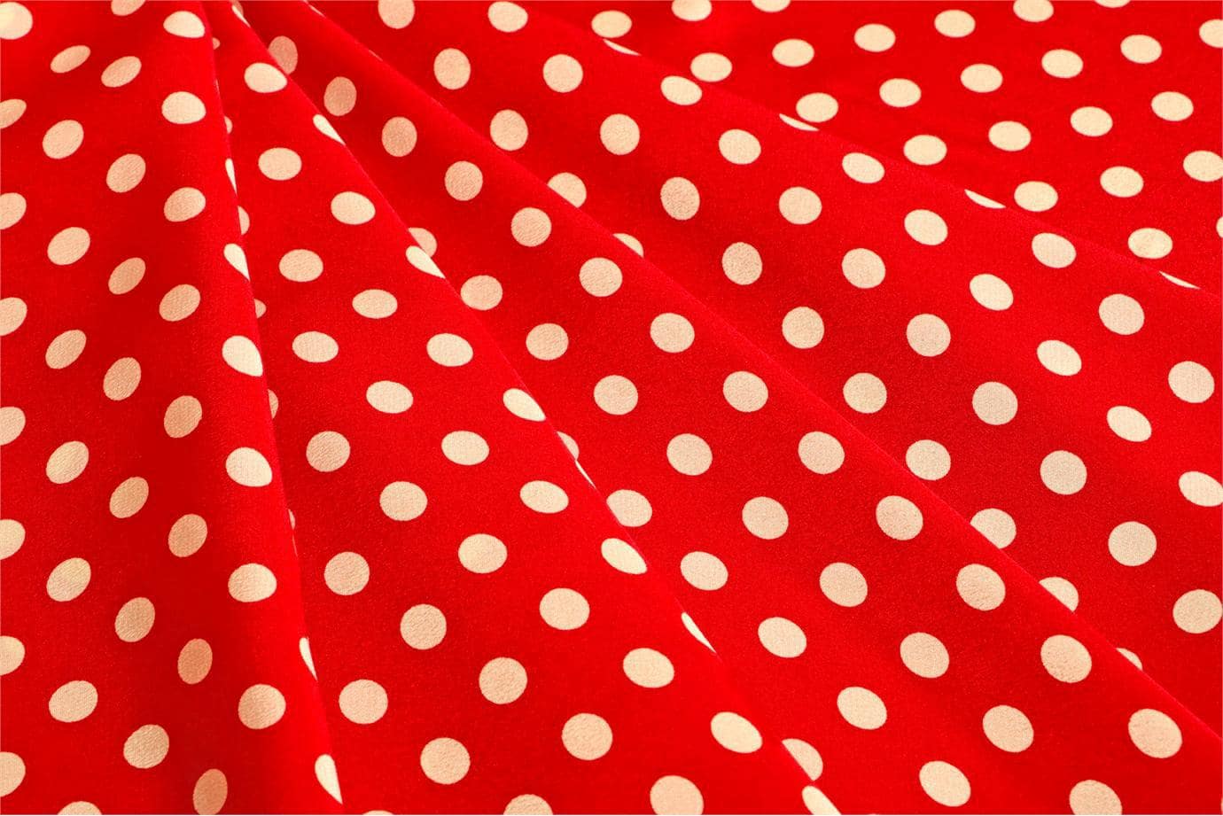 Red, White Silk Polka Dot Fabric - Crepe Se Omnibus Pois 201303