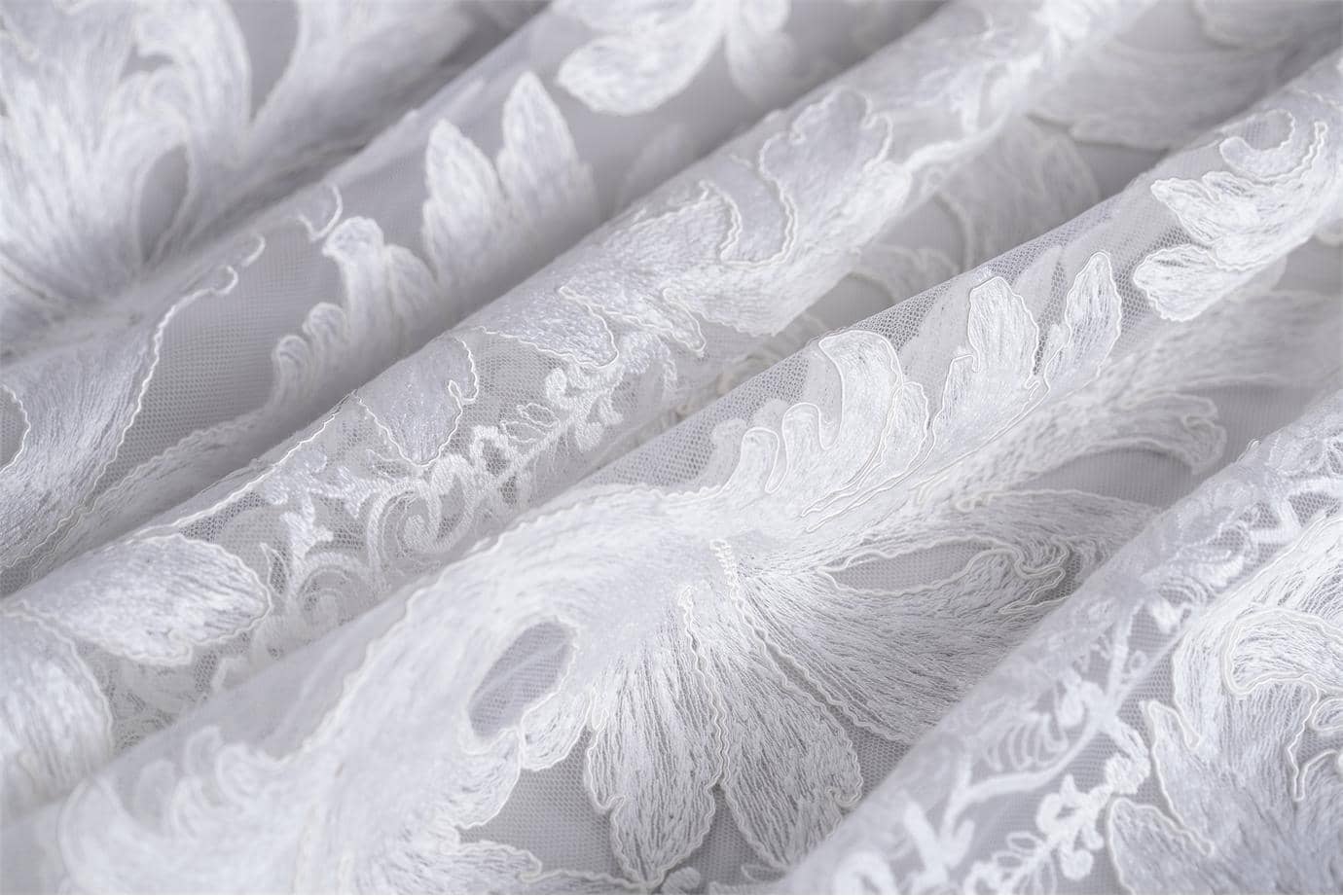 White rebrodé embroidery | new tess bridal fabrics
