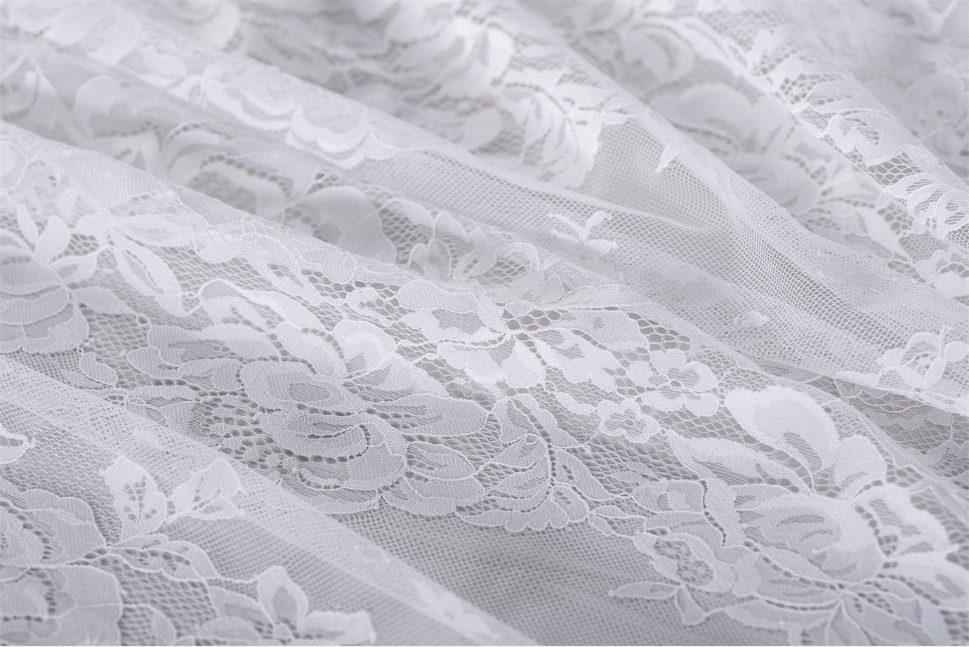 Double scalloped white chantilly lace | new tess bridal fabrics