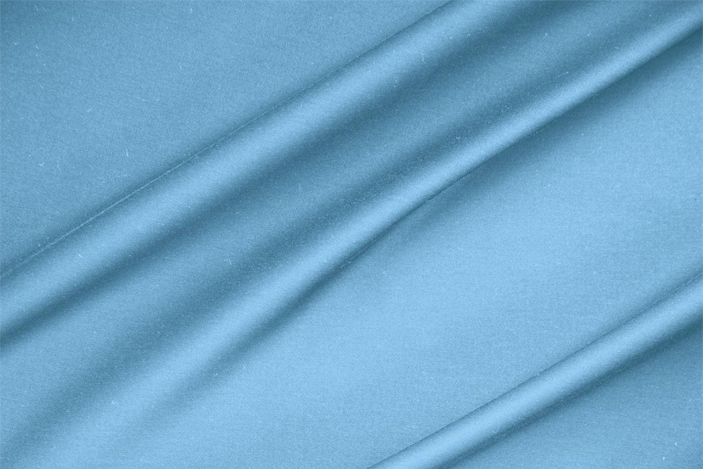 Tessuto Rasatello di Cotone Stretch Blu Turchese in Cotone, Stretch per abbigliamento