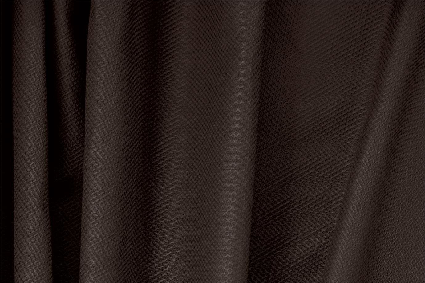 Tessuto Piquet Stretch Marrone Fondente in Cotone, Stretch per abbigliamento