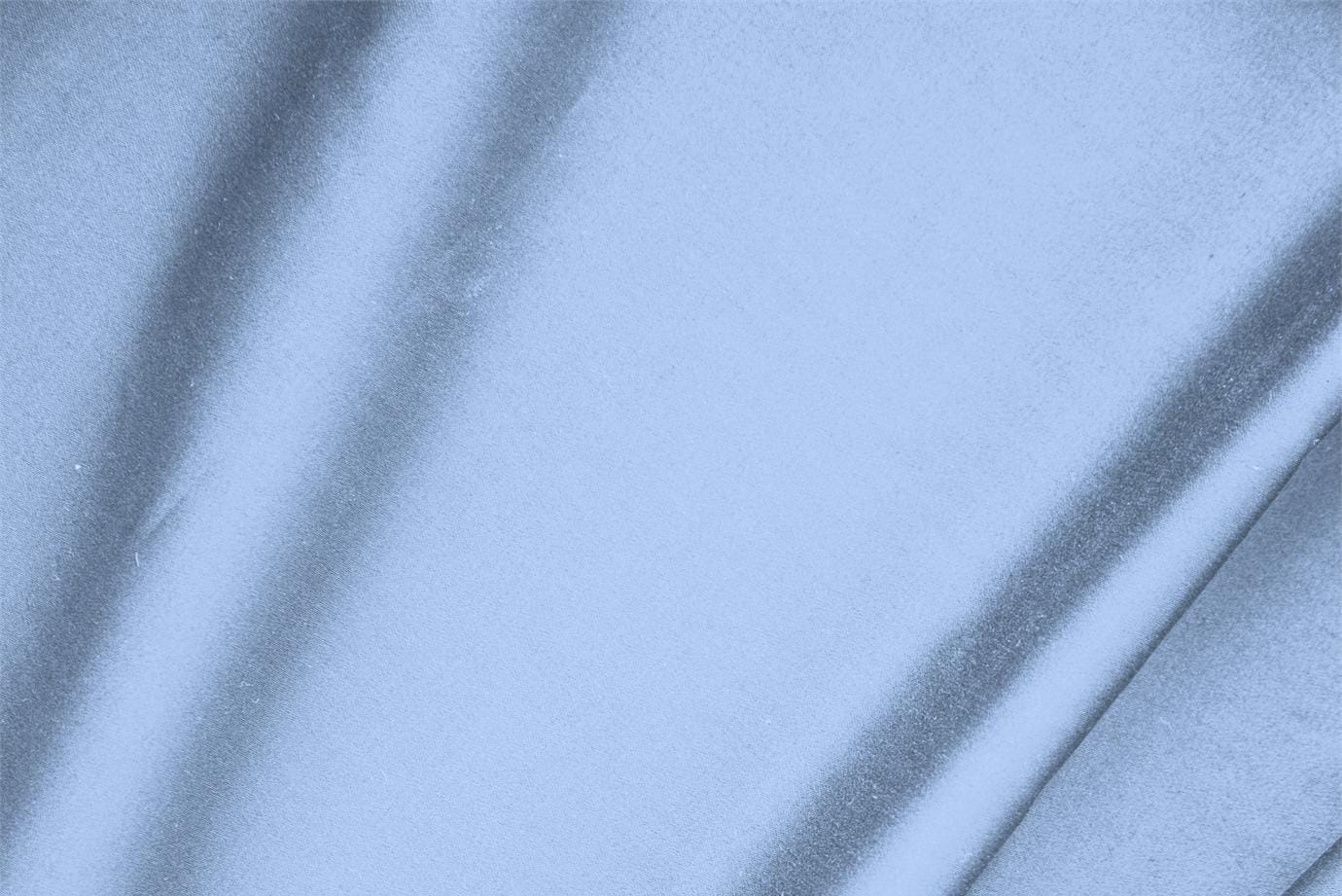 Tessuto Raso di Cotone Stretch Blu Fonte in Cotone, Stretch per abbigliamento