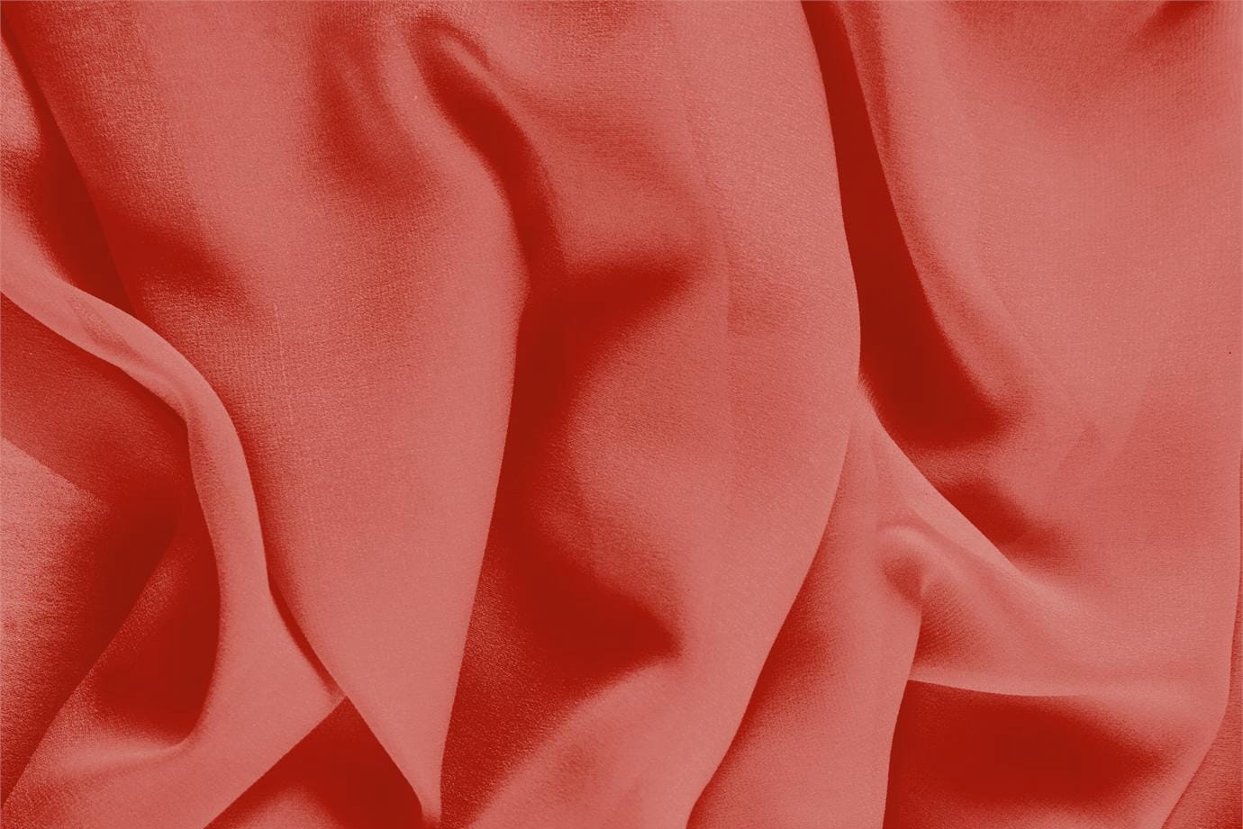 Tessuto Georgette Arancione Pomodoro in Seta per abbigliamento