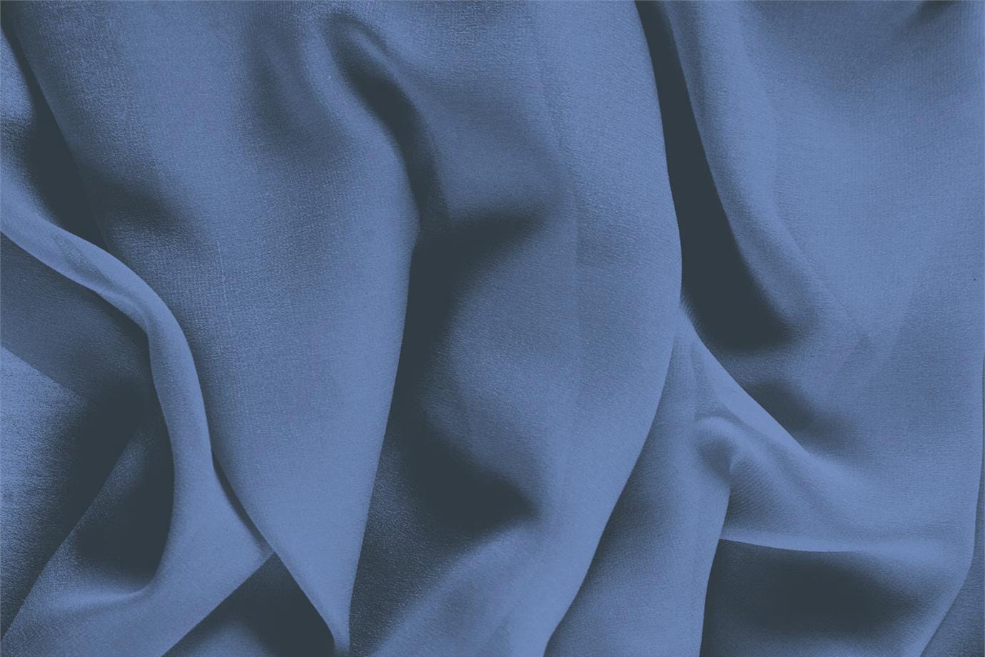 Tessuto Georgette Blu Temporale in Seta per abbigliamento