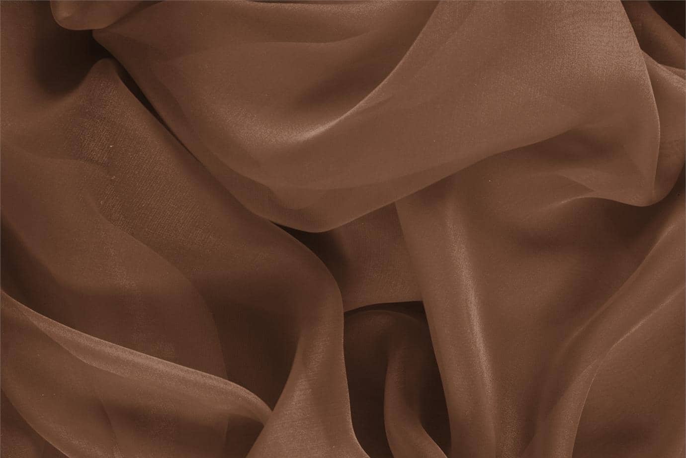 Walnut Brown Silk Chiffon fabric for dressmaking