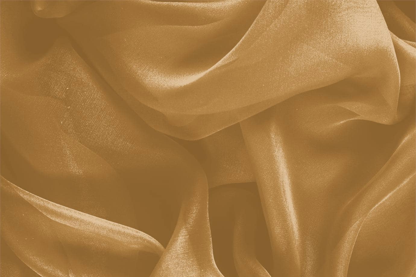 Tessuto Chiffon Marrone Caramel in Seta per abbigliamento