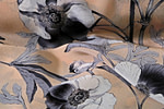 Gray, Pink Silk Flower Fabric - Crepe Se Viola K00805