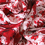 Red, White Silk Flower Fabric - Crepe Se Fiori Acquarel K12800