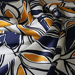 Blue, White, Yellow Silk Crêpe Satin Apparel Fabric ST000187