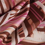 Beige, brown and pink silk blend organza geometric fabric