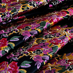 Tissu Brodé Ricamato 000801 Multicolor, Noir en Polyester
