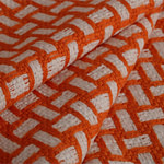 Orange, White Intreccio 000200 Weaved Wool Fabric