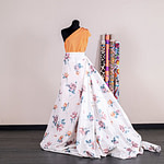 Floral silk taffeta jacquard fabric for dressmaking | new tess