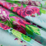 Tissu Crêpe de Chine Bleu, Fuchsia en Soie pour vêtements