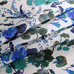 Tessuto Habutai Bianco, Blu in Seta per abbigliamento