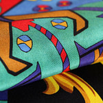 Black, Blue, Multicolor Silk Crêpe de Chine Apparel Fabric ST000543