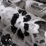 Tissu Couture Paillettes Blanc, Noir en Polyester UN001278